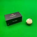 Box of Chris Henry Sports snooker balls with a spotted cueball