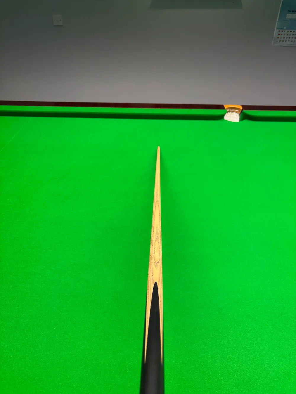 Pro edge snooker cue on a green snooker table 