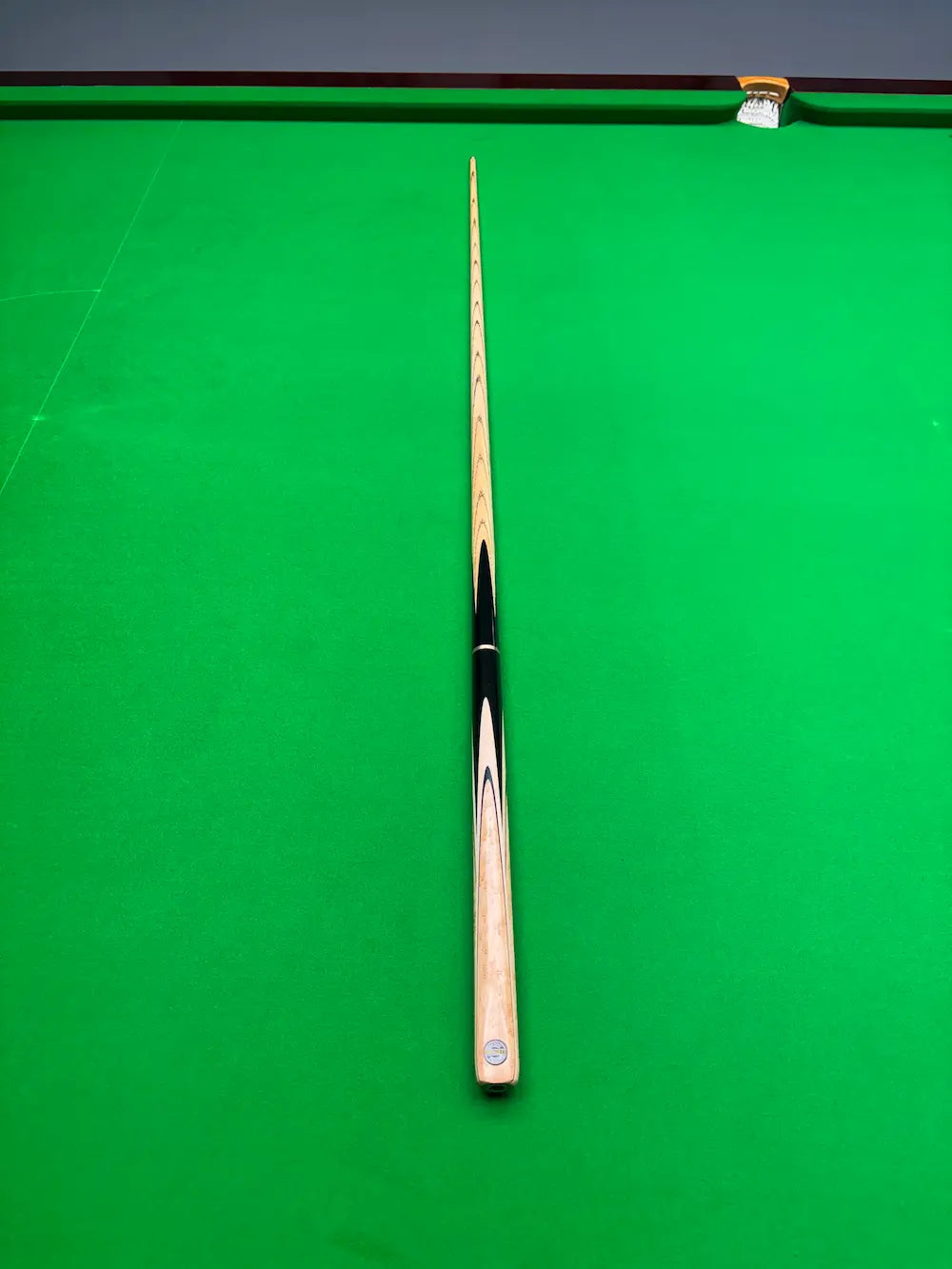 top view of an ash snooker cue 