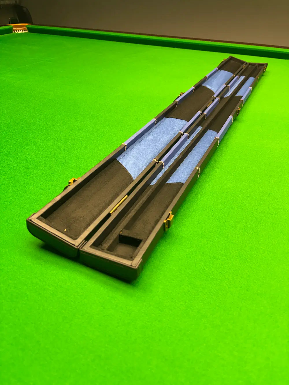 black and blue snooker cue case