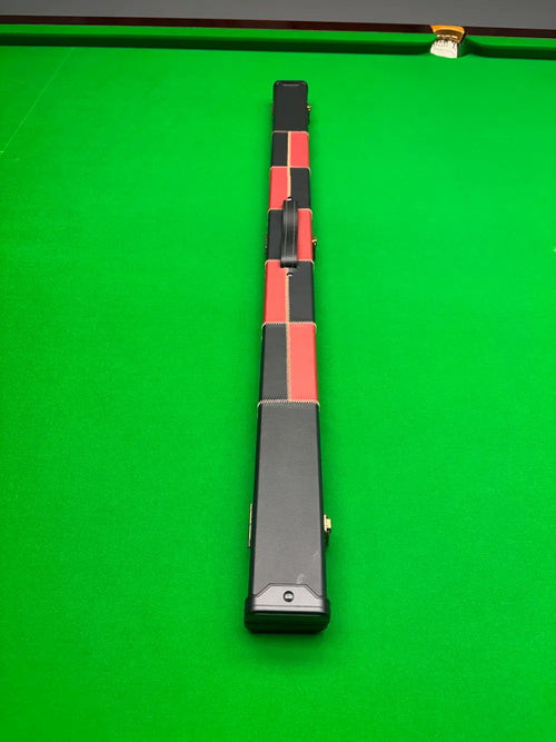 black and red faux leather cue case