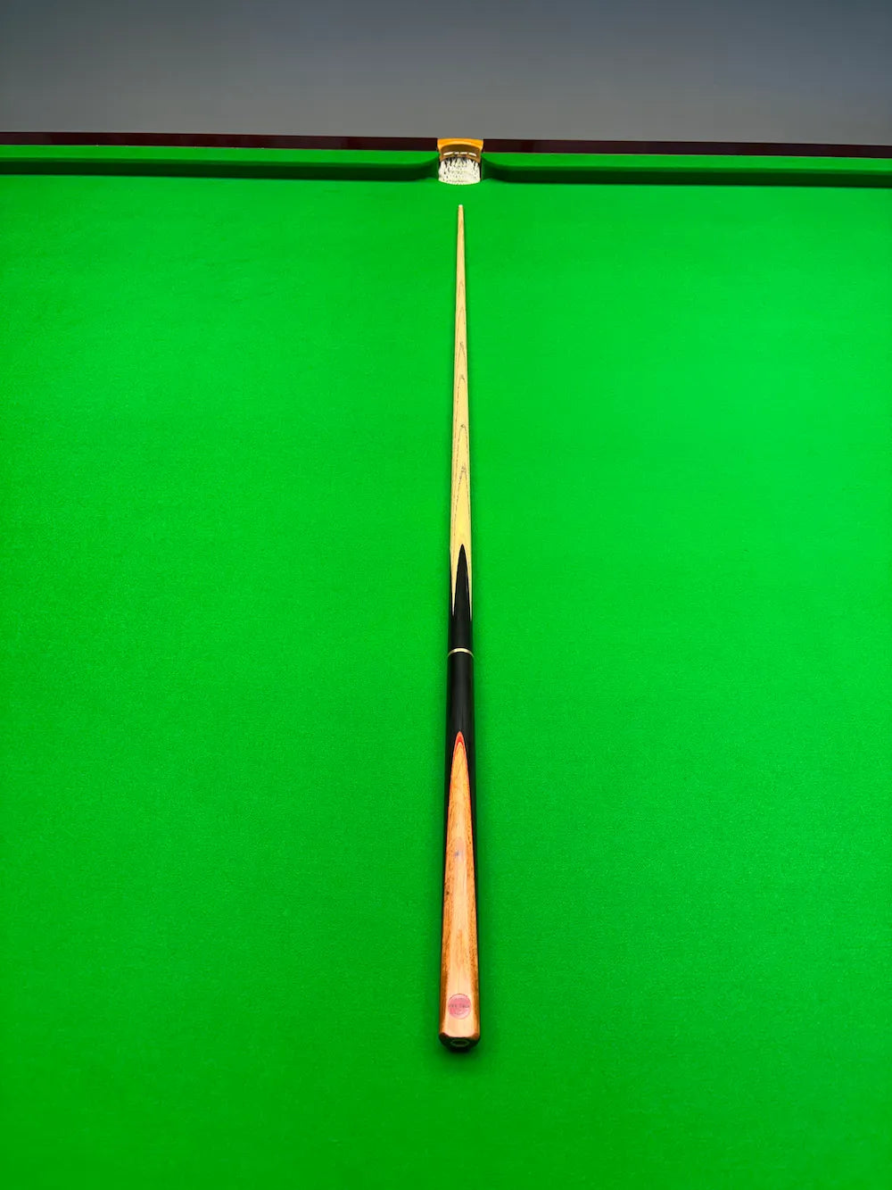 3/4 ash snooker cue with an ebony and Orange Padauk with red veneer by pro edge snooker