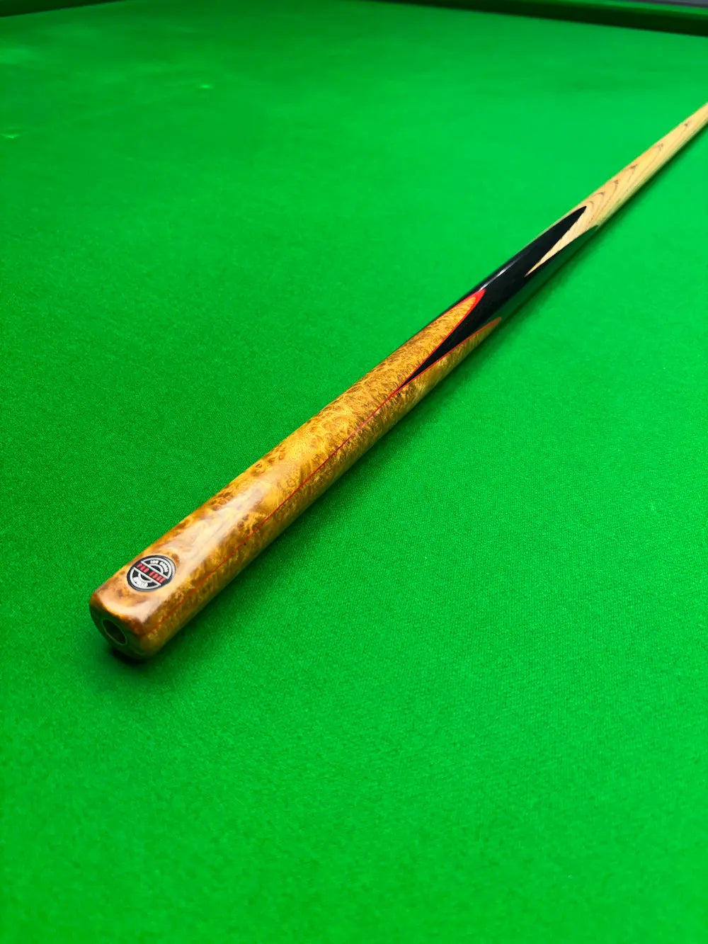 Pro Edge Apollo ref 5 snooker cue ebony with red veneer and Amboyna burl butt
